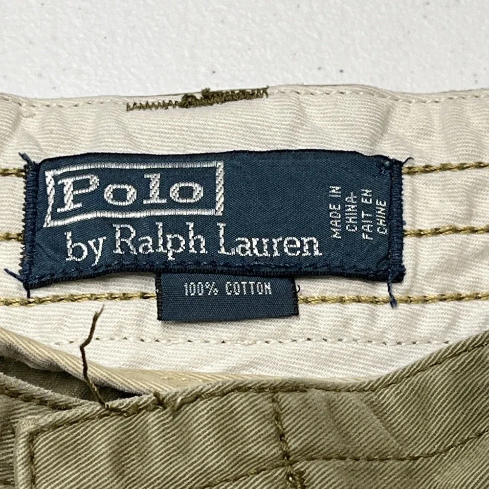 Polo Ralph Lauren Shorts Heavy Weight Cargo Khaki‎ Size 36 Baggy Y2K Utility